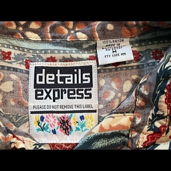 Details Express Floral Print Button Front Blouse M‎ - Picture 2 of 6
